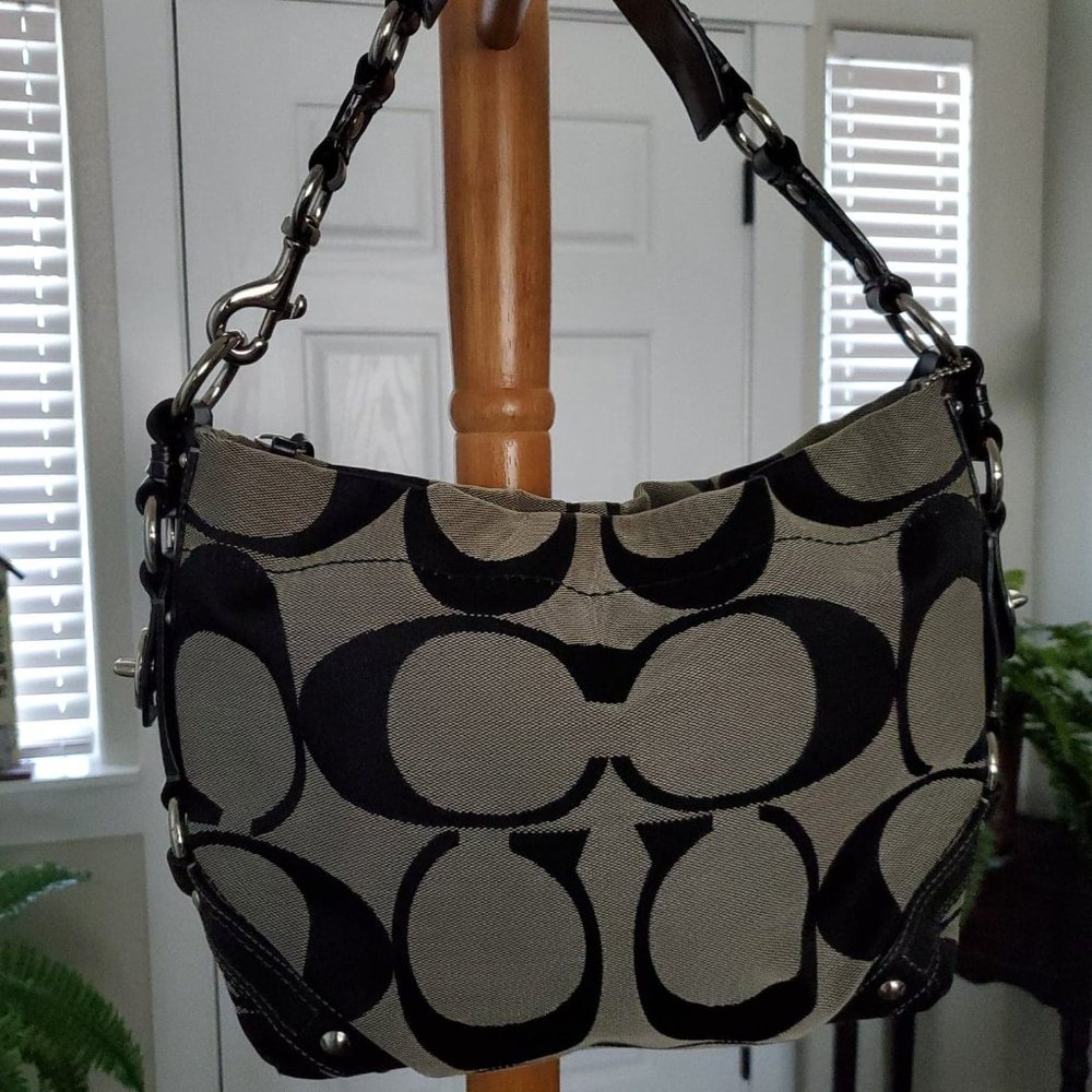 Coach Signature Carly Hobo shoulder bag C0826 - 12871 Black and Silver